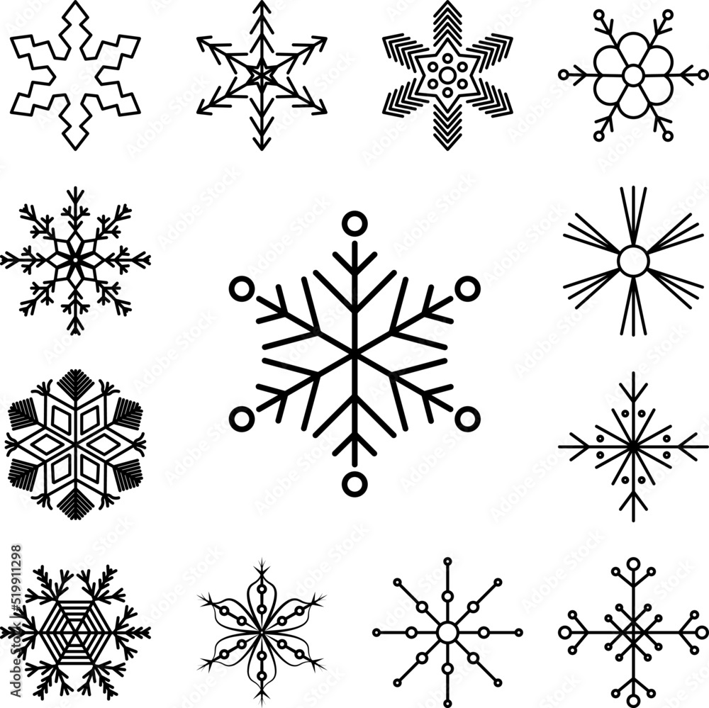 Poster snowflake icon in a collection with other items