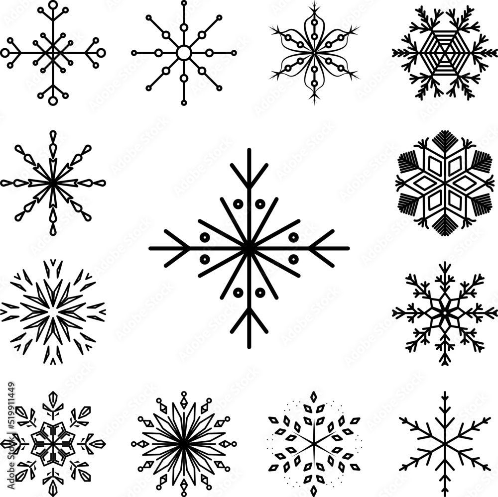 Poster snowflake icon in a collection with other items