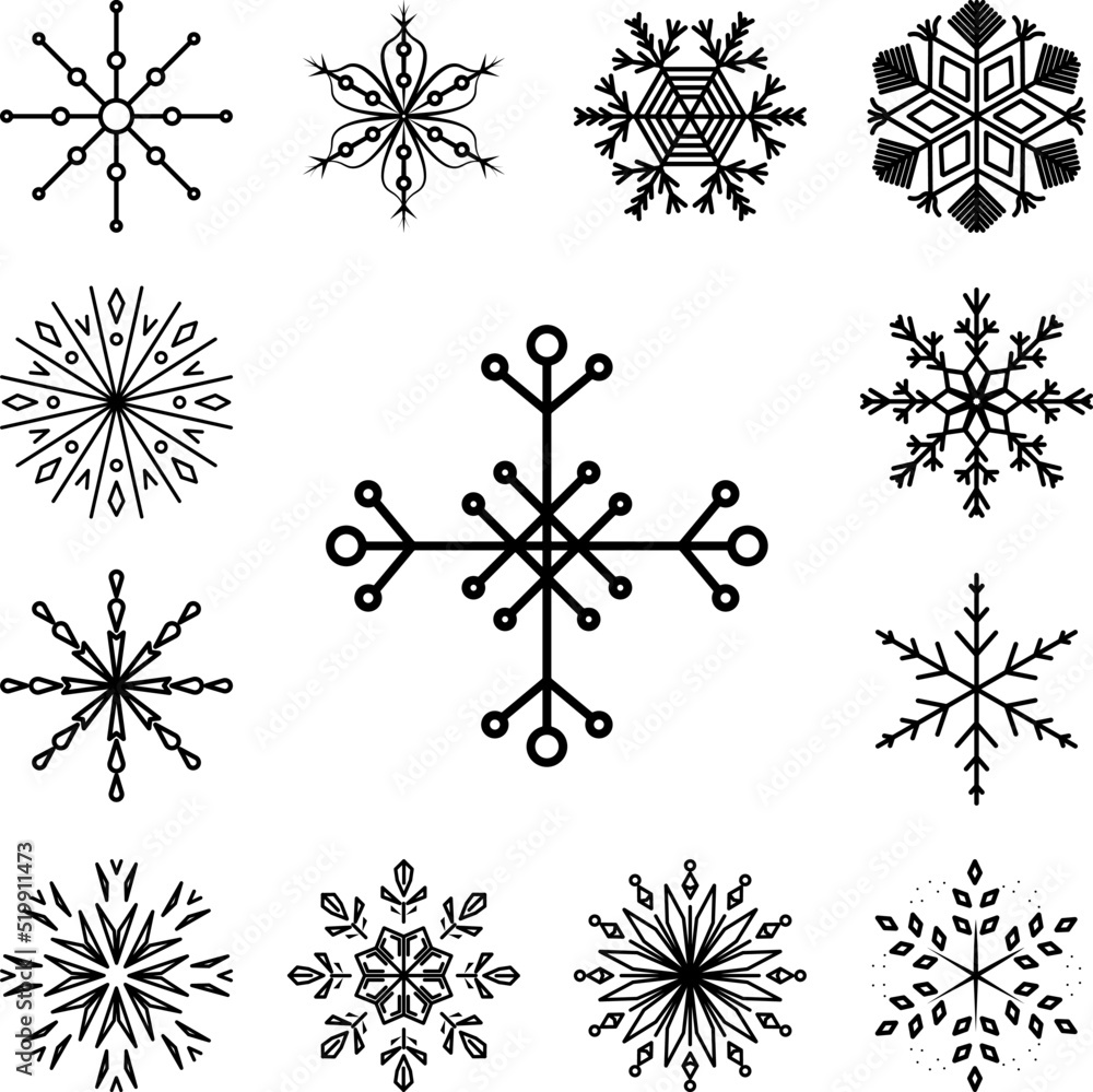 Poster snowflake icon in a collection with other items