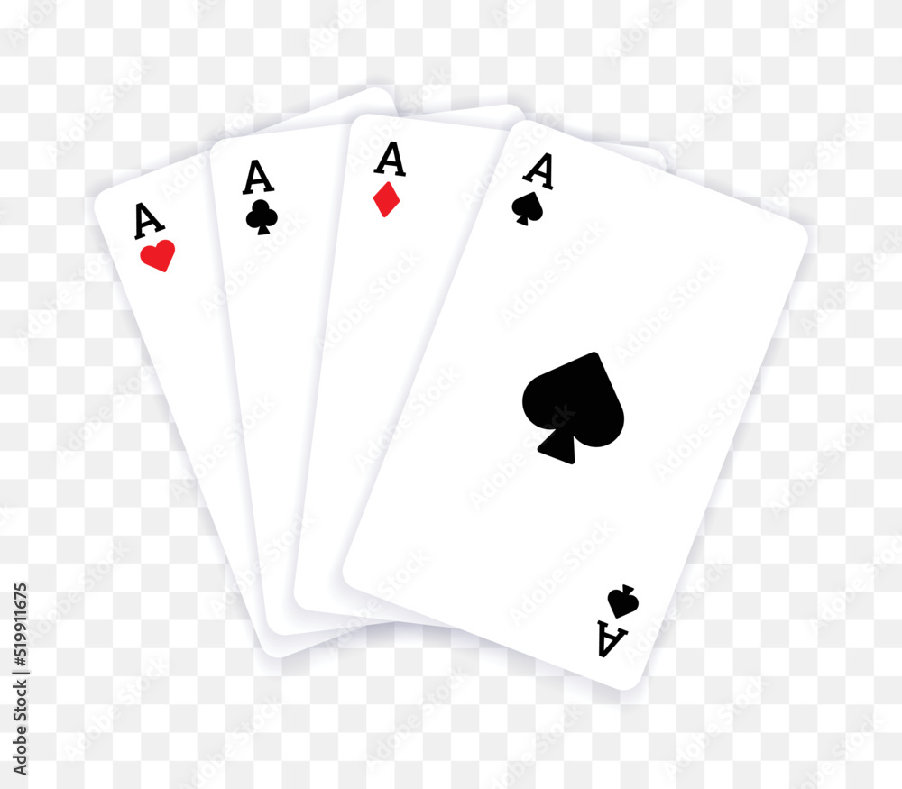Poster Set of ace playing card game template vector isolated on transparent background.