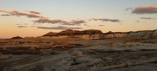 Bisti Badlands rock formation sunset