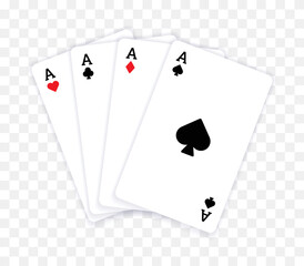Set of ace playing card game template vector isolated on transparent background.