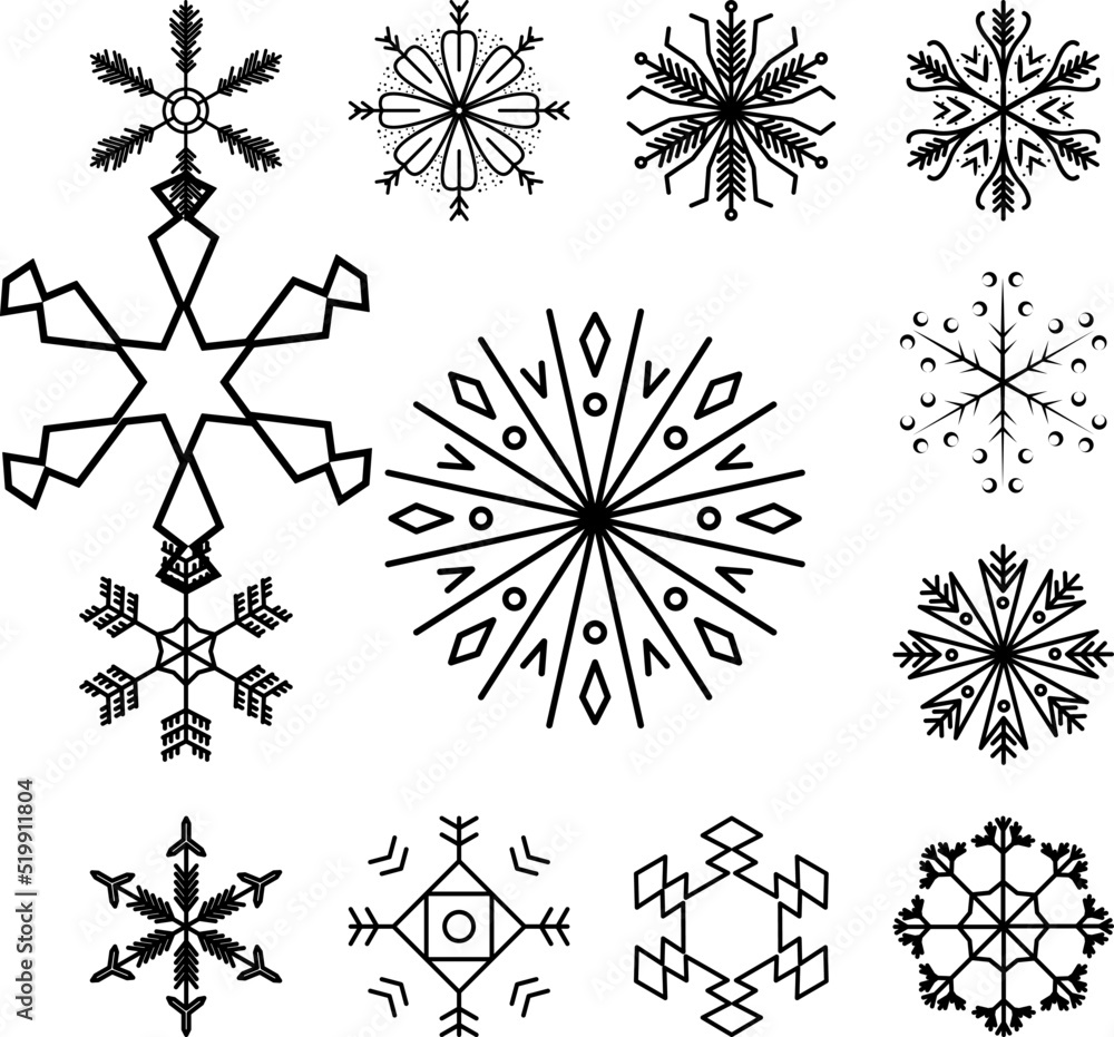 Poster snowflake icon in a collection with other items