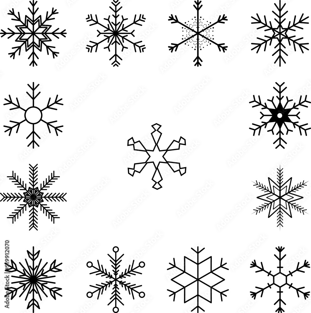 Poster snowflake icon in a collection with other items