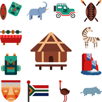 hut, wood, storage, safari icon in a collection with other items
