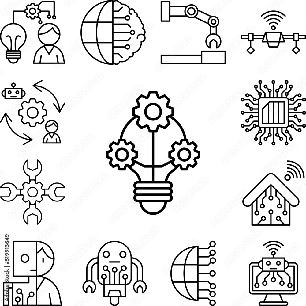 Poster lightbulb gears creativity icon in a collection with other items