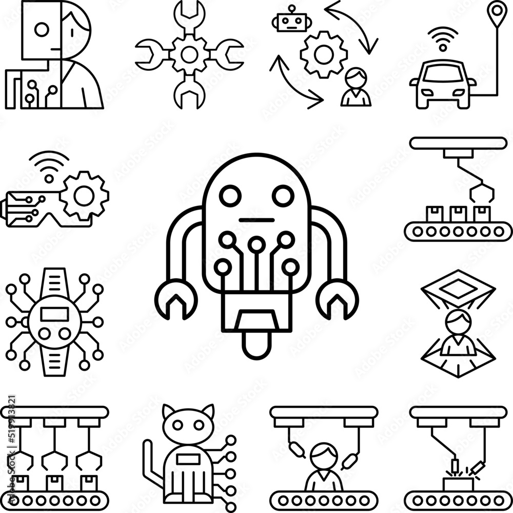 Poster robot icon in a collection with other items