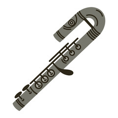 Alto flute color vector icon. Hand drawn metal musical instrument. Modern orchestral fife isolated on white. Device for classical melodies, concerts. Flat cartoon clipart for web, logo, apps