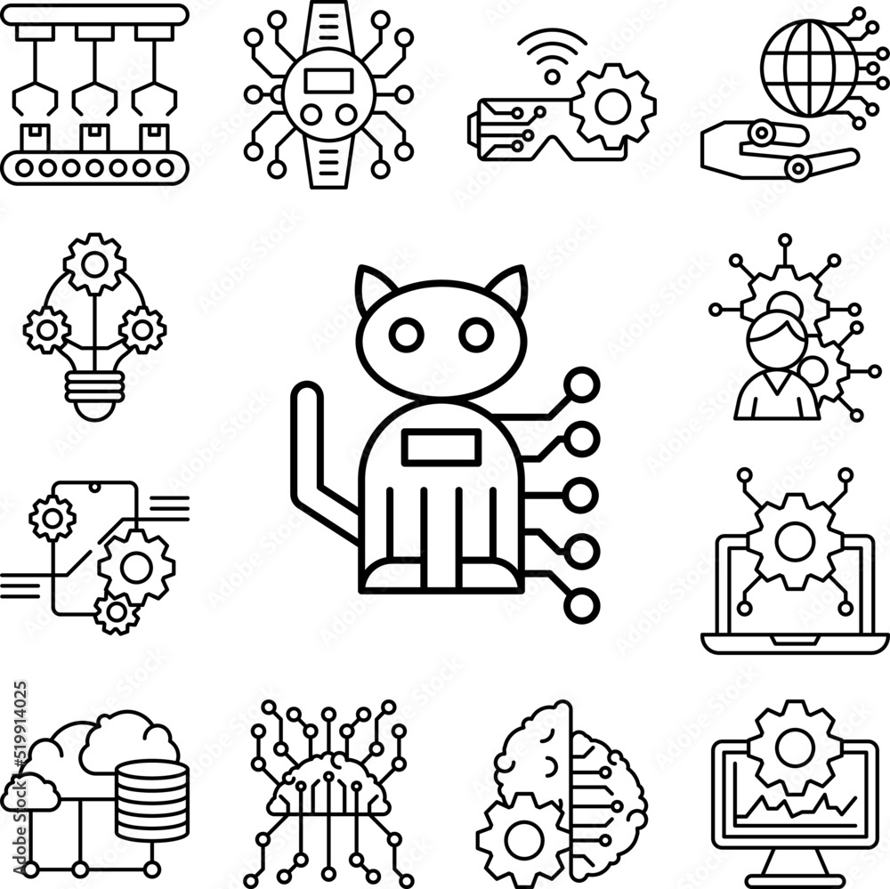 Poster cat robot pet icon in a collection with other items