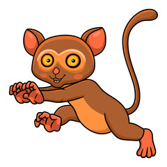 Cute little tarsier cartoon walking