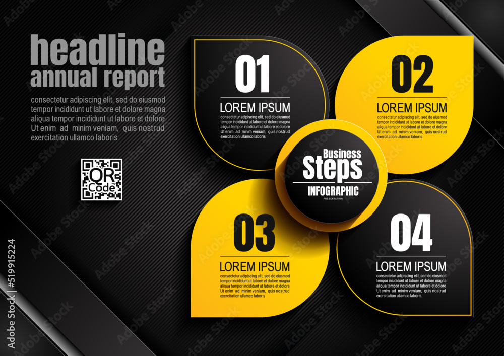 Wall mural infographics design, circle 5 process chart diagram template for presentation workflow, abstract tim