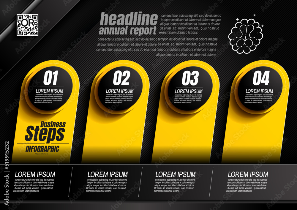 Wall mural infographics design, circle 5 process chart diagram template for presentation workflow, abstract tim