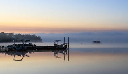 Foggy Morning Sunrise on Detroit Lake, Minnesota
