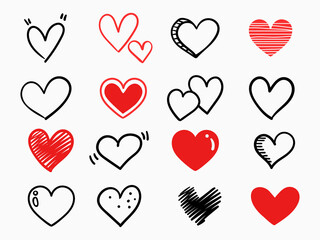 isolated childish hand drawn hearts symbol element for banner, label, wallpaper, texture, icon, cover, wrapping paper, cover etc. vector design