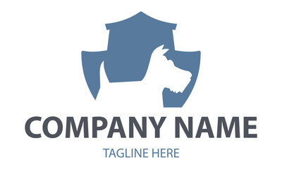 Blue Color Negative Space Dog and Ship Logo Design