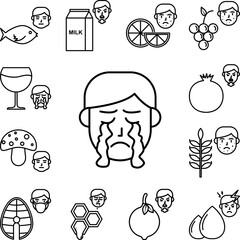 Cry, tear, allergic reaction icon in a collection with other items