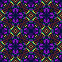 Retro geometric pattern in repeat. Fabric print. Damask style Seamless pattern background, mosaic ornament, vintage style. Design for prints on fabrics