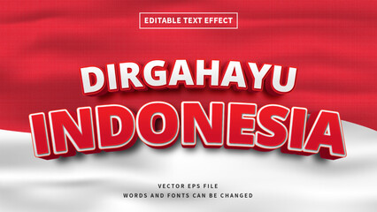 Editable 3d dirgahayu Indonesia independence day text effect