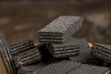 sweet dessert black waffles with creamy filling inside