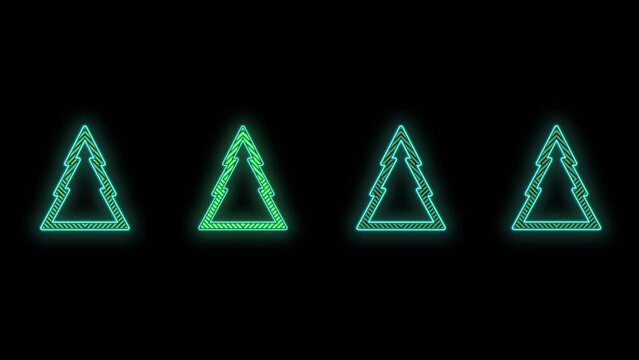 Neon Christmas trees pattern, motion abstract disco, club and party style background