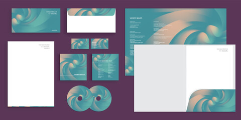 Abstract Elegant Twirl Shapes Modern Corporate Business Identity Stationery