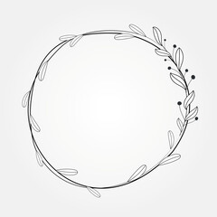 botanical frame circle floral illustration isolated design