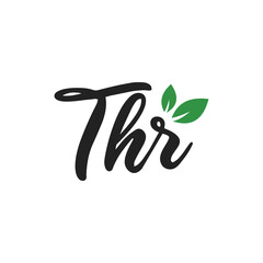 T.H.E two leaf handwritten logo design. can be used for beverage companies, design templates, icons, symbols