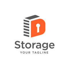 Self storage logo design letter D Safe storage garage vector illustration.key,garage symbol,D,design template