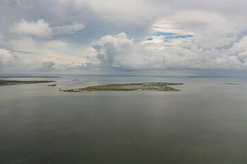 Aerial view of Islands in the north of Sri Lanka view from above.