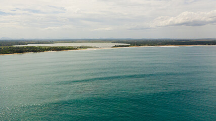 Fototapeta na wymiar Coastline with hotels and beaches in Arugam Bay. Sri Lanka.