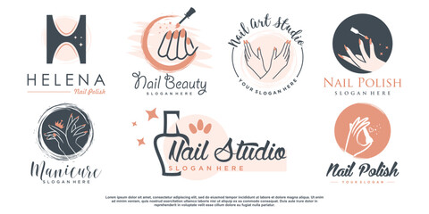 Nail logo design for beauty and fashion Premium Vector