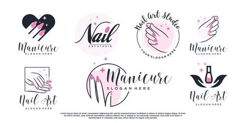 Nail salon icon logo design vector with creative unique style Premium Vector