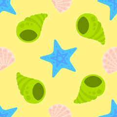 Colored ocean shells pattern design