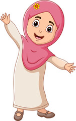 Happy Islamic girl isolated on white background 