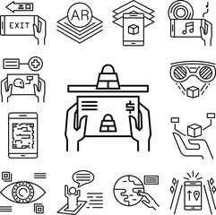 Fototapeta premium augmented reality, technology, shopping icon in a collection with other items