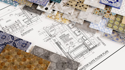 Bathroom Remodeling Ceramic Floor Tiles Selection Blueprints and Design
