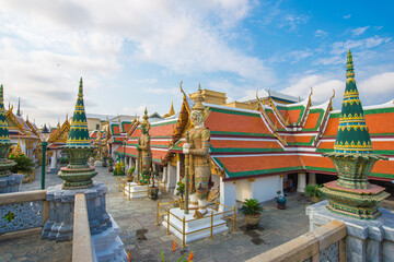 Golden architecture of grand palace buddha temple in Bangkok