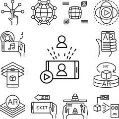 augmented reality, technology, virtual reality, video icon in a collection with other items
