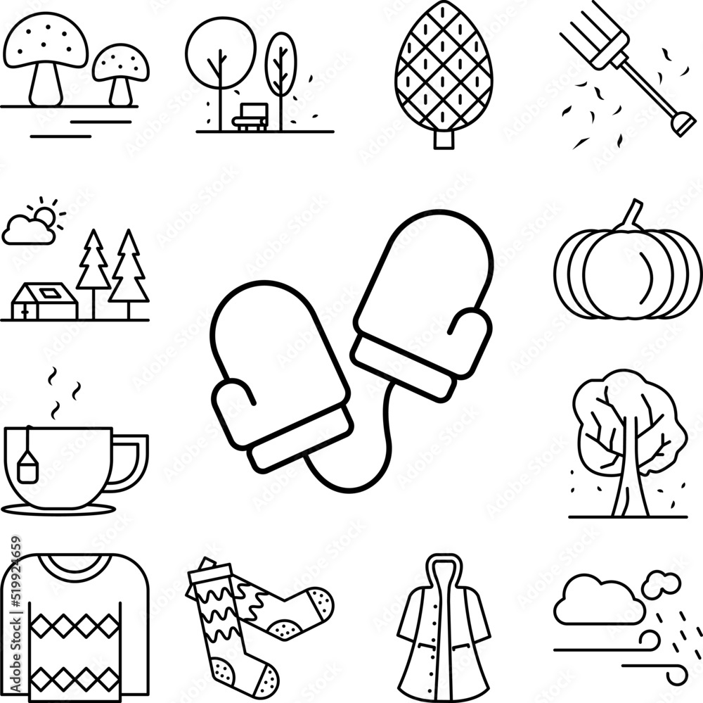 Poster mitten icon in a collection with other items