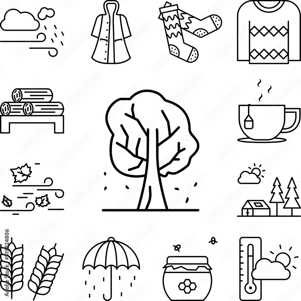 Poster tree icon in a collection with other items