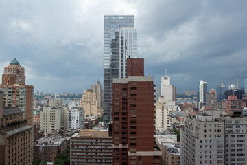 Sunny daytime cityscape skyline view of skyscrapers on Manhattan Island in New York City, New York, USA