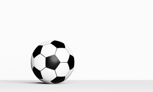 3D illustration Black and white football isolated on white background.Soccer ball icon, sport concept