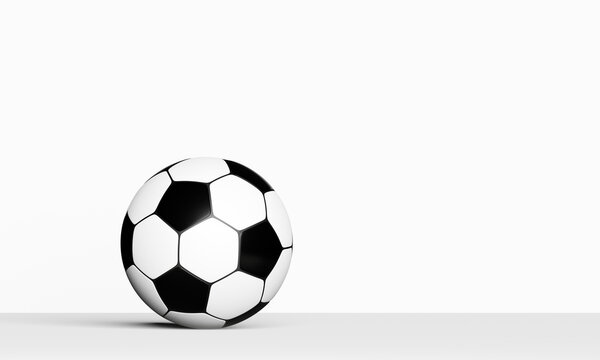 3D illustration Black and white football isolated on white background.Soccer ball icon, sport concept