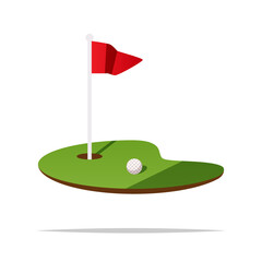 Golf hole with flag vector isolated illustration - 519927470