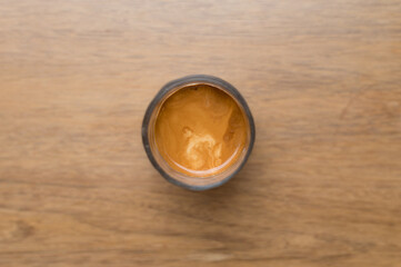 fresh cup of coffee on table