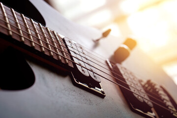 Electric guitar, Used to play music and notes, For sing a song, macro abstract