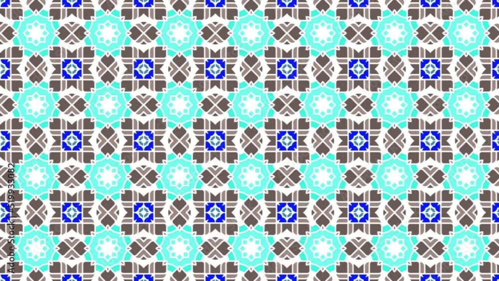 Poster a 3d rendering of the seamless tile pattern in black and turquoise colors background slide animation