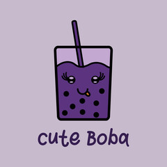 a cute boba cartoon vector illustration doodle style