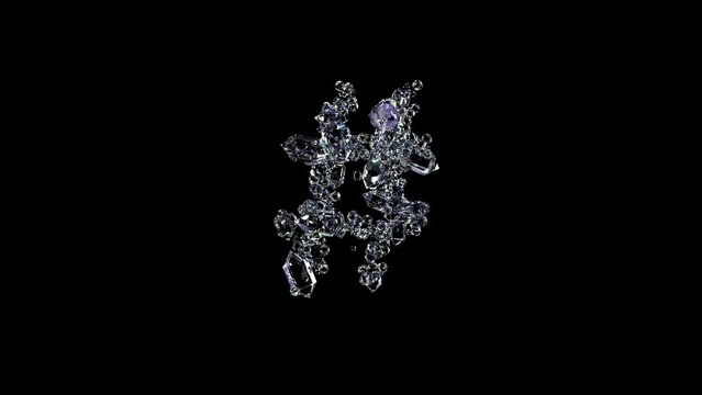 animated number sign - clear diamonds gemstones alphabet, isolated - loop video
