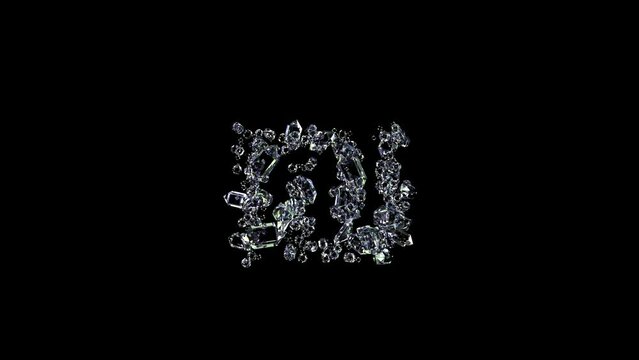 animated shekel sign - finest diamonds gemstones font, isolated - loop video